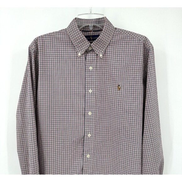 RALPH LAUREN long sleeve button up shirt check gingham 100% cotton stretch L - Picture 3 of 6
